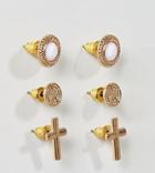 Chained & Able Stone Earring 3 Pack In Gold - Gold