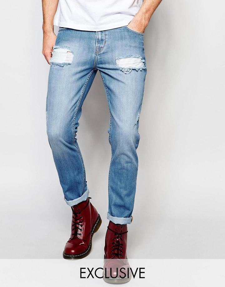 Brooklyn Supply Co Straight Jeans Extreme Distressing Light Stonewash - Light Stonewash