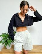 Weekday Sk8 Organic Cotton Blend Cropped Hoodie With Notch Detail In Black
