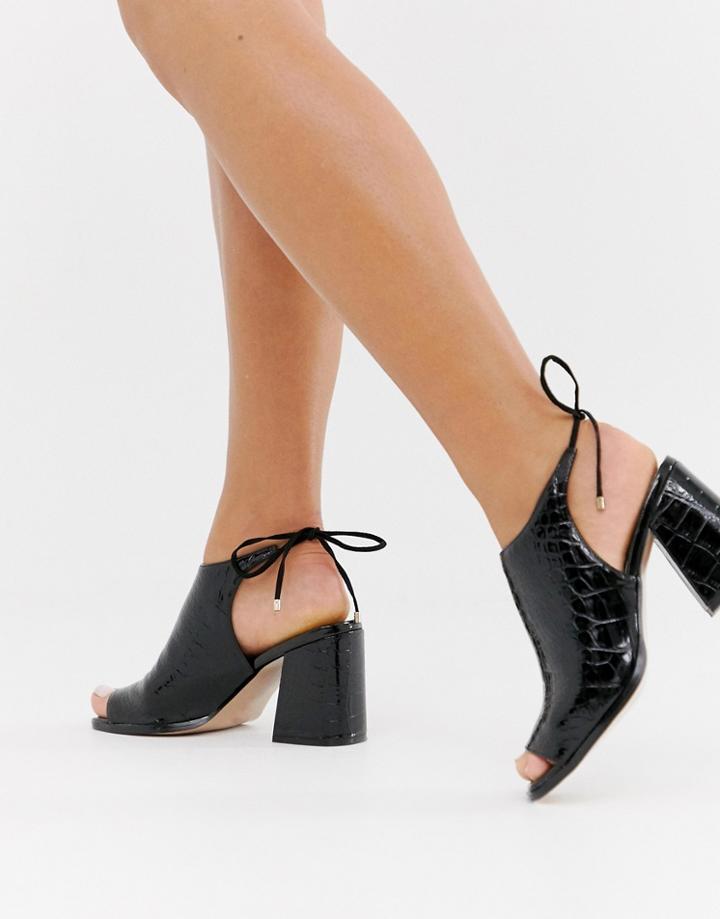 River Island Heeled Boots With Peep Toe In Black