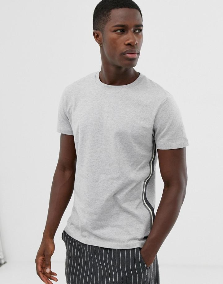 Esprit Heavy T-shirt With Crew Neck And Side Pipping In Gray