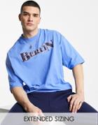 Asos Design Oversized T-shirt With Berlin City Print In Blue-blues