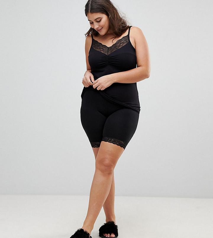 Junarose Shape Shorts With Lace Trim-black