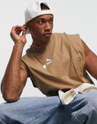 Puma Classics Oversized Jersey Tank Top In Brown