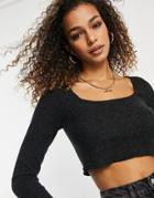 Parallel Lines Knit Lettuce Hem Sweater In Black
