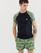 Le Breve Two-piece Tropical Print Raglan T-shirt - Navy
