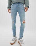 Pull & Bear Premium Skinny Jeans In Light Blue-blues