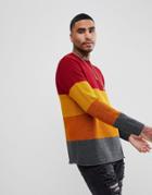 Asos Oversized Stripe Sweater - Red