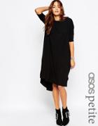 Asos Petite Oversized T-shirt Dress With Curved Hem - Black