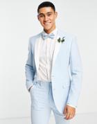 Asos Design Super Skinny Tuxedo Suit Jacket In Pastel Blue