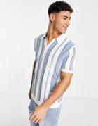 Abercrombie & Fitch Jacquard Stripe Knit Short Sleeve Polo In White