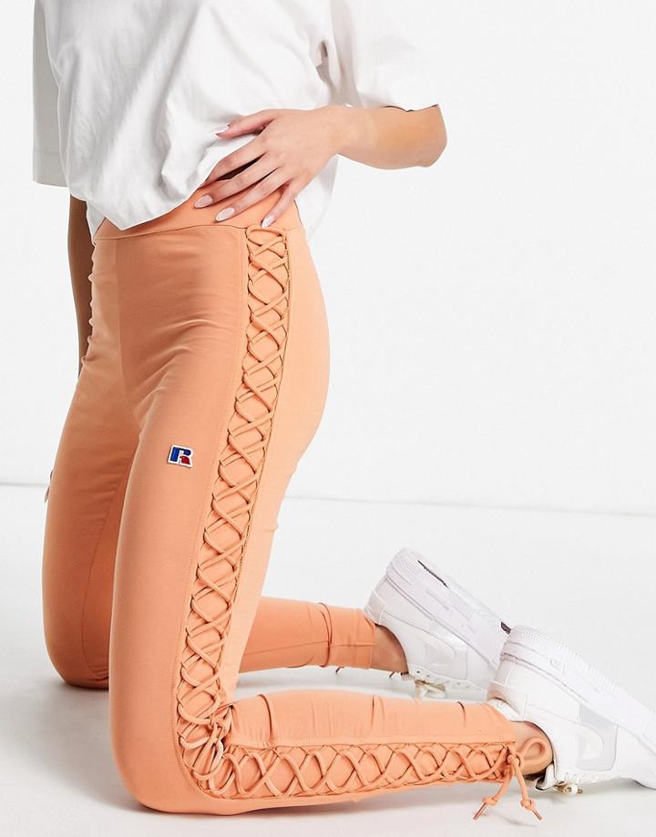 Russell Athletic Tie Side Leggings In Orange-copper