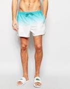 Asos Short Length Swim Shorts In Blue Dip Dye - Blue