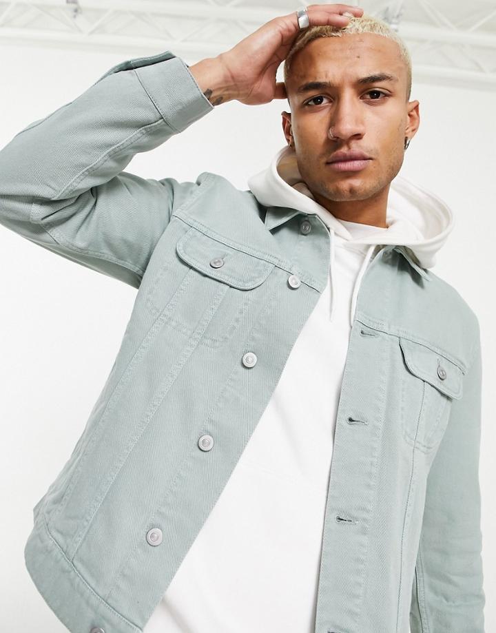 Asos Design Regular Western Jacket In Green Overdye