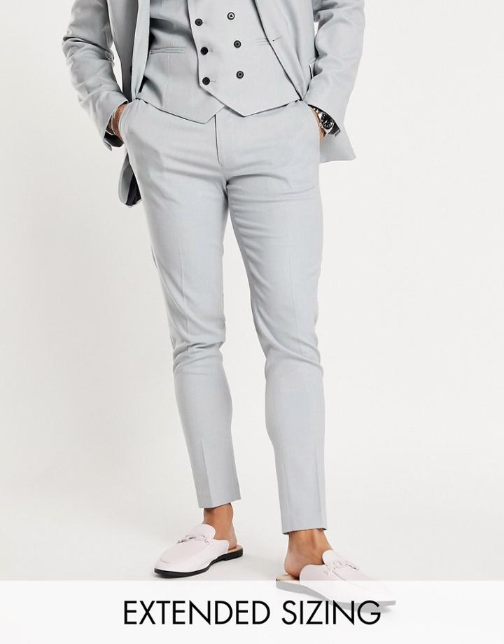 Asos Design Wedding Super Skinny Suit Pants In Blue Fog Micro Texture