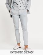 Asos Design Wedding Super Skinny Suit Pants In Blue Fog Micro Texture