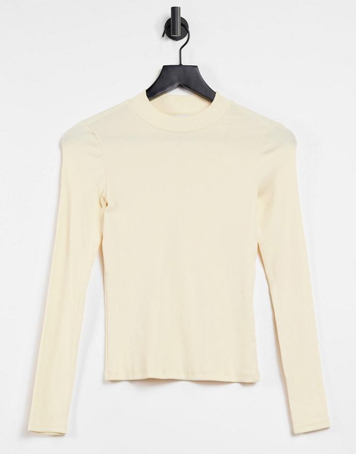 Monki Samina Organic Cotton Long Sleeve Top In Yellow