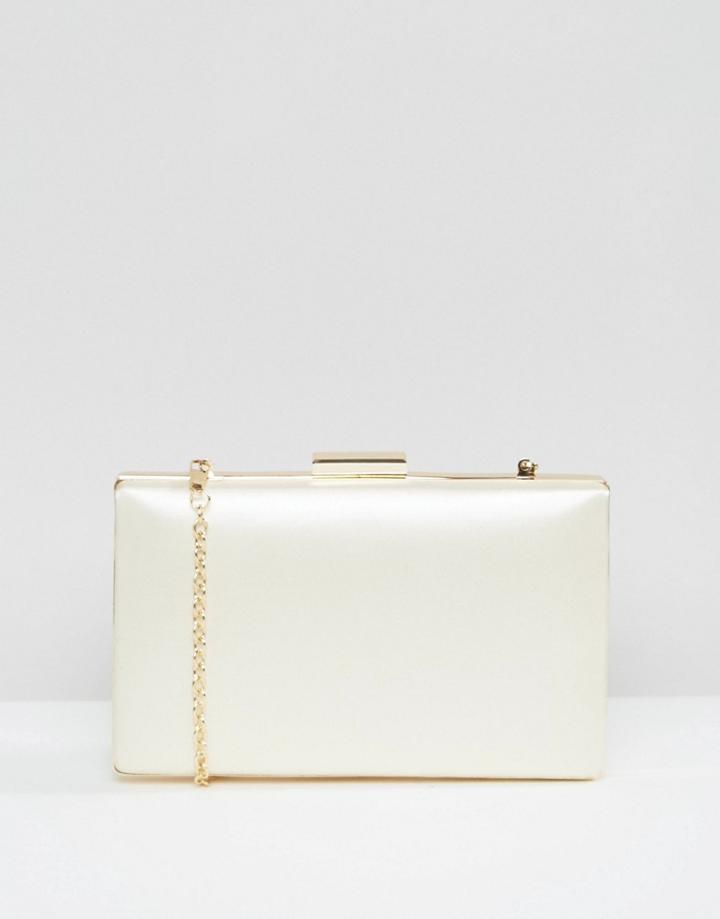 Asos Wedding Satin Hard Clutch Bag - Cream