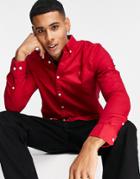 Farah Slim Fit Long Sleeve Shirt In Red