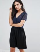 Vero Moda 2-in-1 Dress With Contrast Trim - Navy