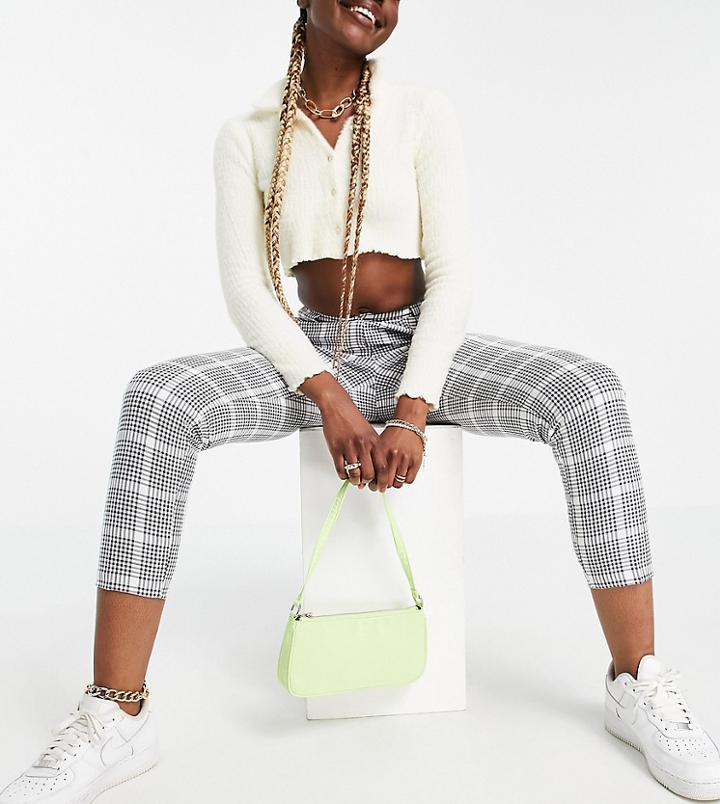 Asos Design Tall Tailored Smart Tapered Pants In Ivory Plaid-navy