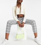 Asos Design Tall Tailored Smart Tapered Pants In Ivory Plaid-navy
