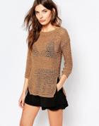 Sisley Oversized Knit Sweater - Brown