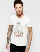 Nudie T-shirt O-neck Alienaught Print - Off White