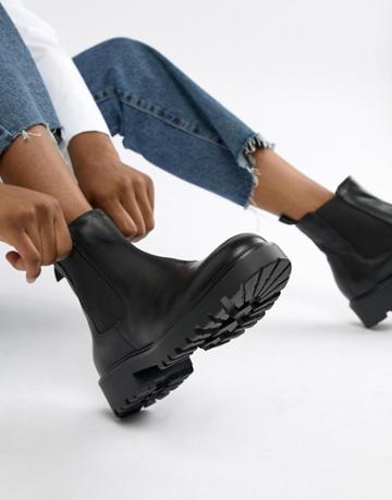 Vagabond Kenova Black Leather Chunky Chelsea Boots - Black