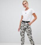 Daisy Street Combat Pants With Pockets In Camo - Green