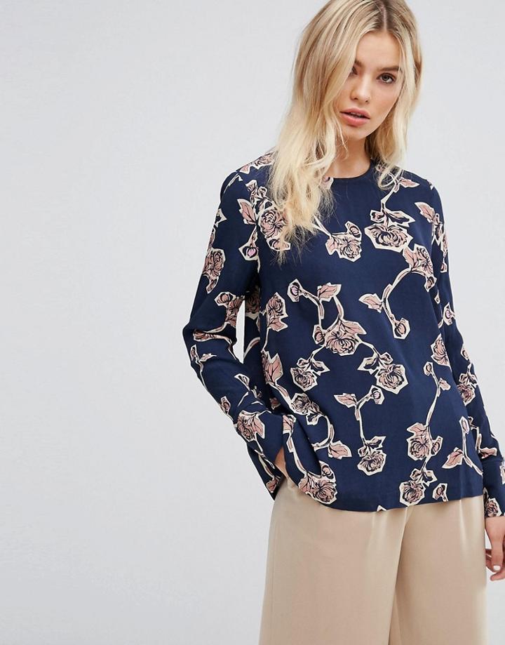 Y.a.s Floral Printed Top - Blue