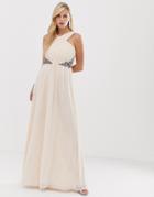 Little Mistress Sleeveless Waist Detail Maxi Dress - Cream