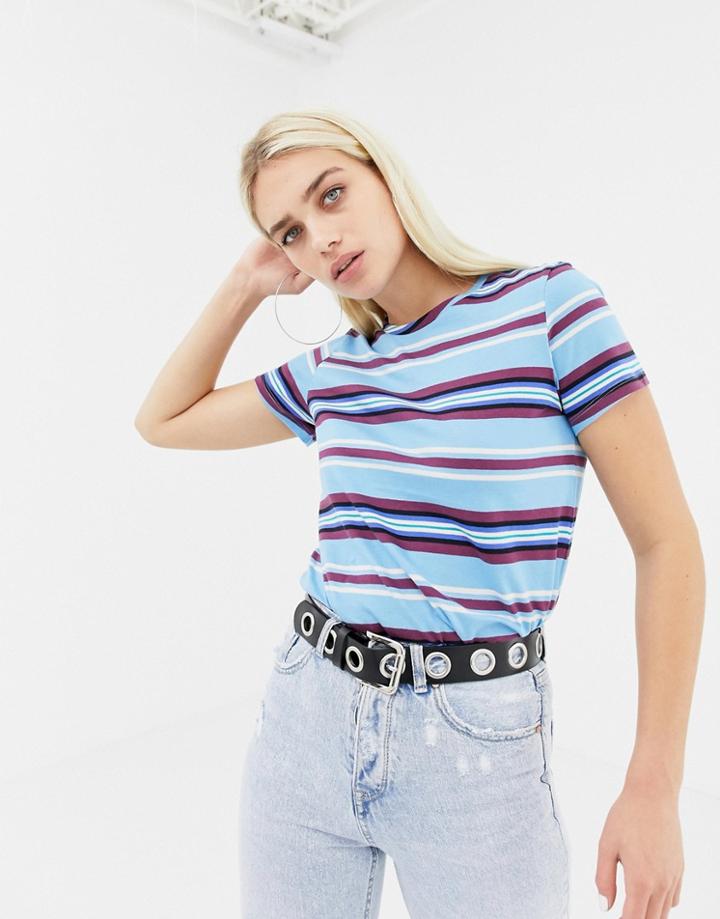Noisy May Stripe T-shirt-purple