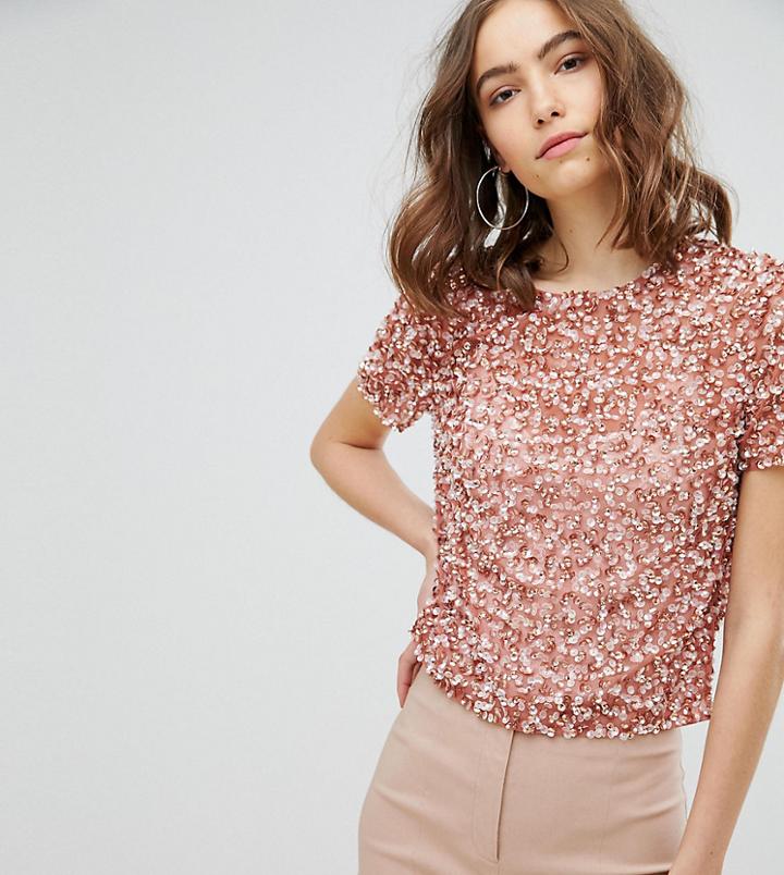Asos Tall T-shirt With Sequin Embellishment - Gold