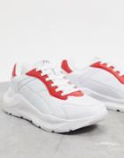 Rule London Leo Chunky Sneaker In White And Red
