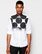 Asos Shirt In Long Sleeve With Faded Polka - White