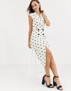 Asos Design Wrap Midi Dress In Spot-multi