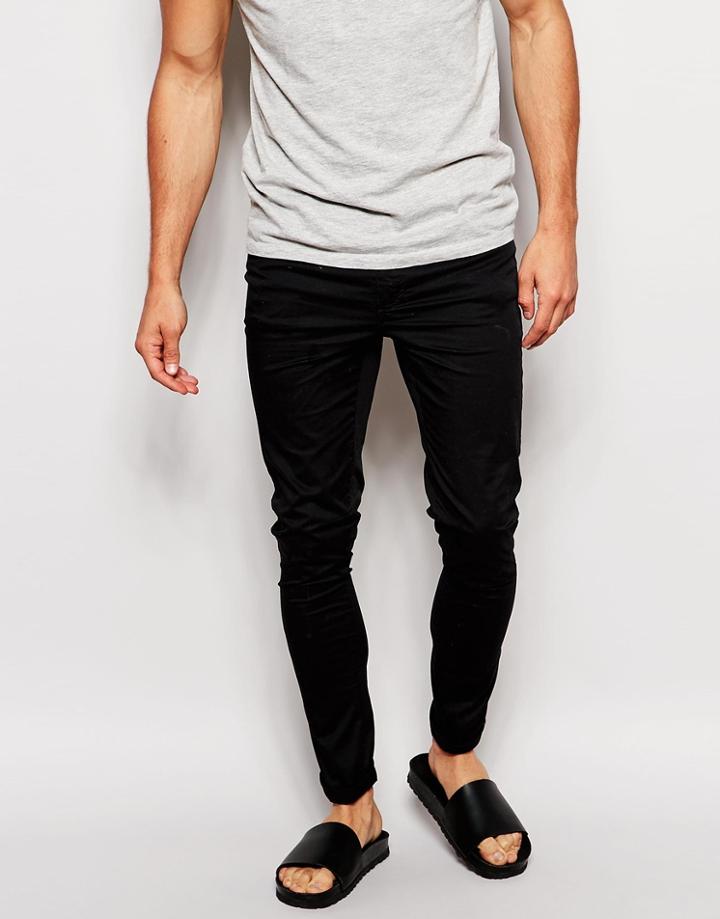 Asos Extreme Super Skinny Pants In Black - Black