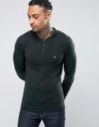Asos Muscle Fit Knitted Polo With Logo In Merino Wool - Green