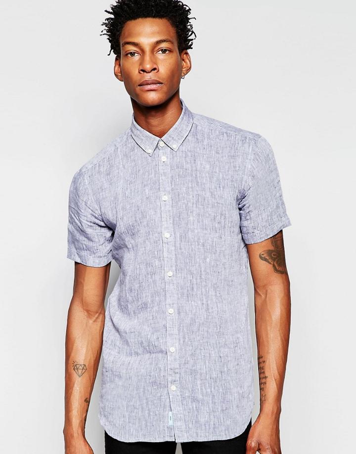 Minimum Short Sleeve Button Down Shirt - Navy