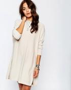 Asos Tunic Dress With Crew Neck In Cashmere Mix - Cream