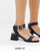 Raid Wide Fit Bessie Black Square Toe Heel Sandal - Black