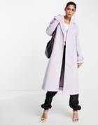 River Island Longline Duster Coat In Lilac-purple