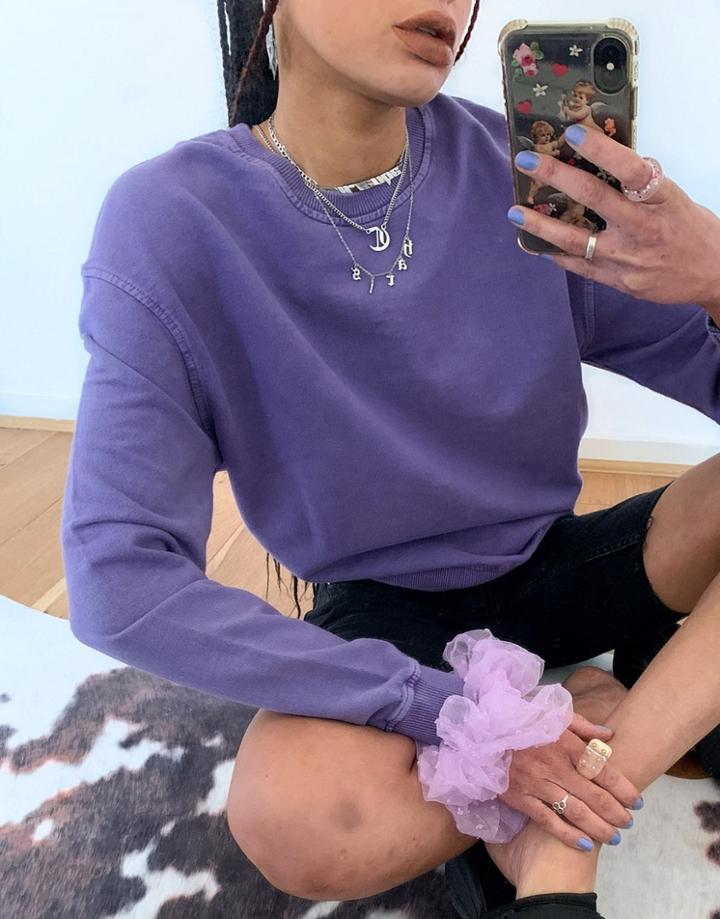 Topshop Acid Wash Sweatshirt In Purple - Part Of A Set