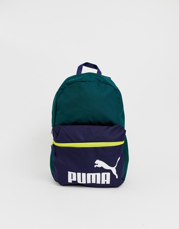 Puma Phase Color Block Backpack In Green - Green