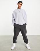 Asos Design Oversized Long Sleeve Pique T-shirt In Blue-blues