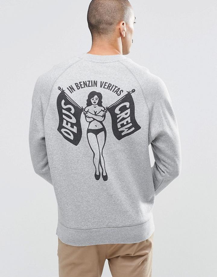 Deus Ex Machina Sweatshirt With Flag Back Print - Gray