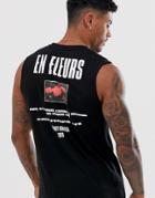 Asos Design Sleeveless T-shirt With Back Print-black