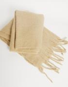 Asos Design Blanket Scarf In Cream With Textured Detail-white