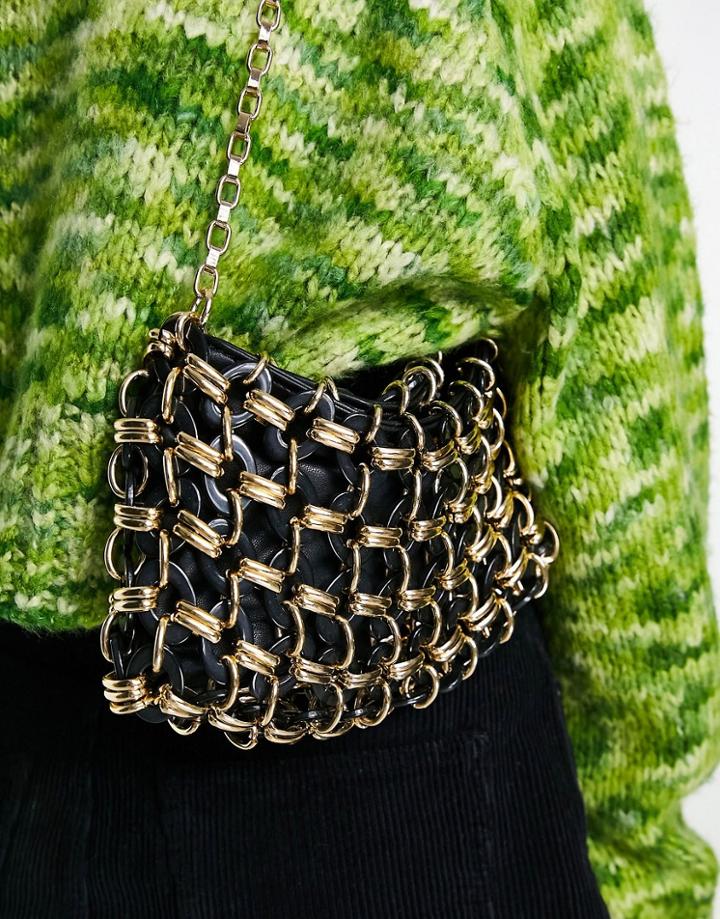 Topshop Cage Shoulder Bag In Black